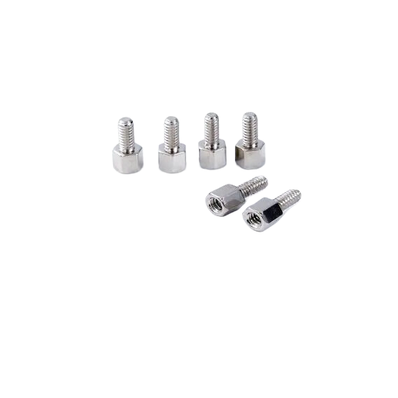 4 40-Sechskant-Abstandshalter, Stahl, vernickelt 